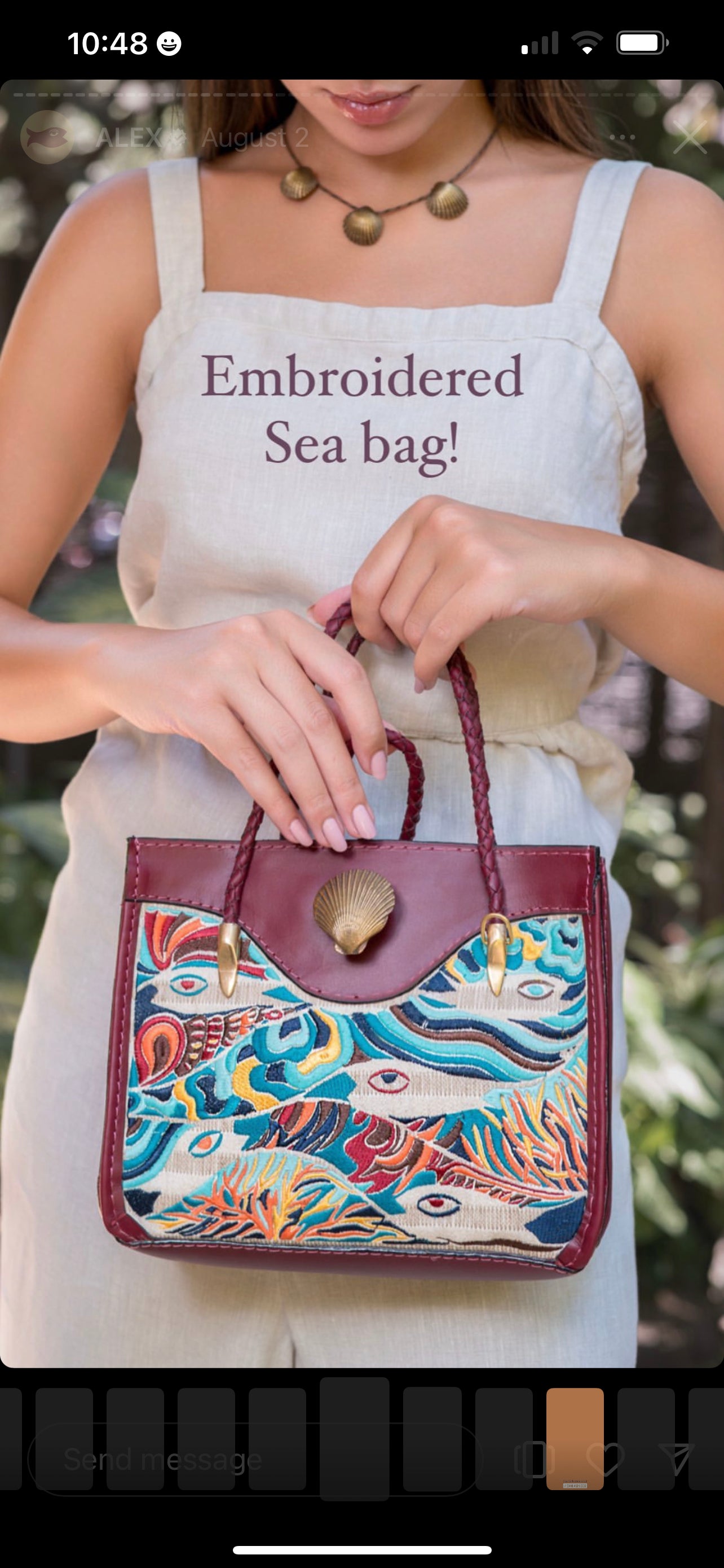 Embroidered Sea handbag