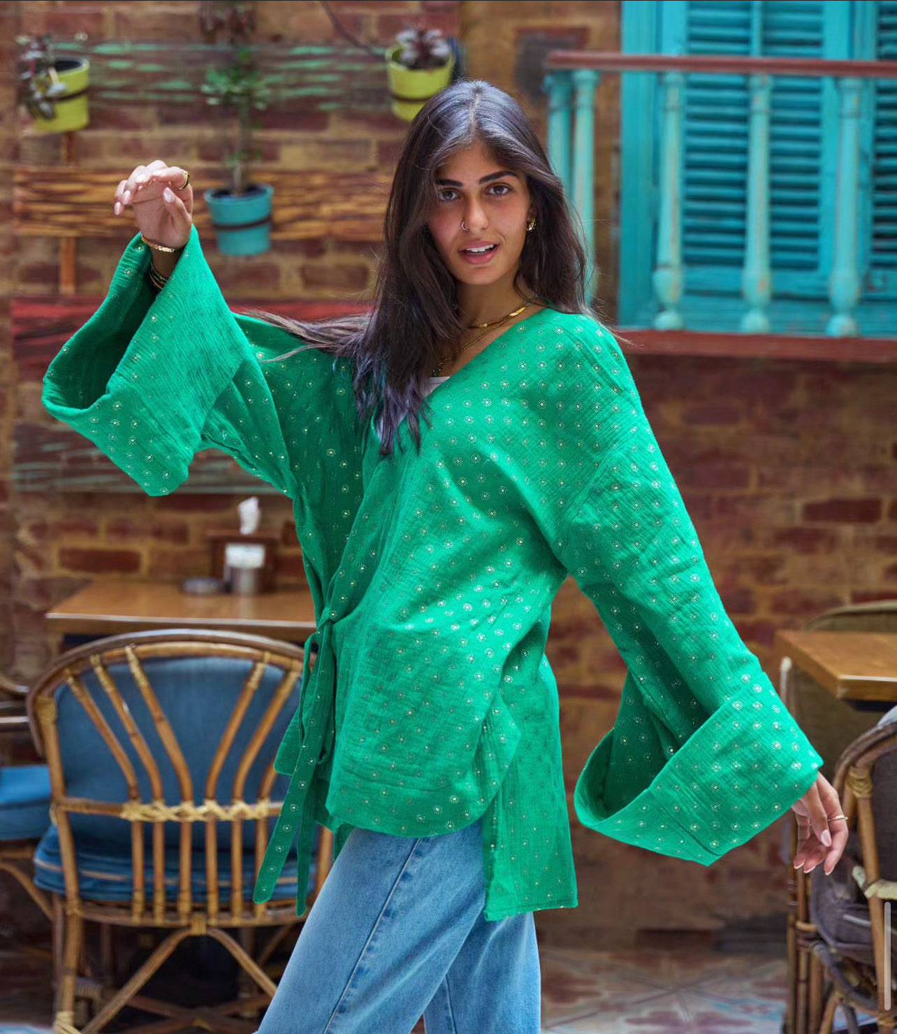 Green Indian style Cardigan