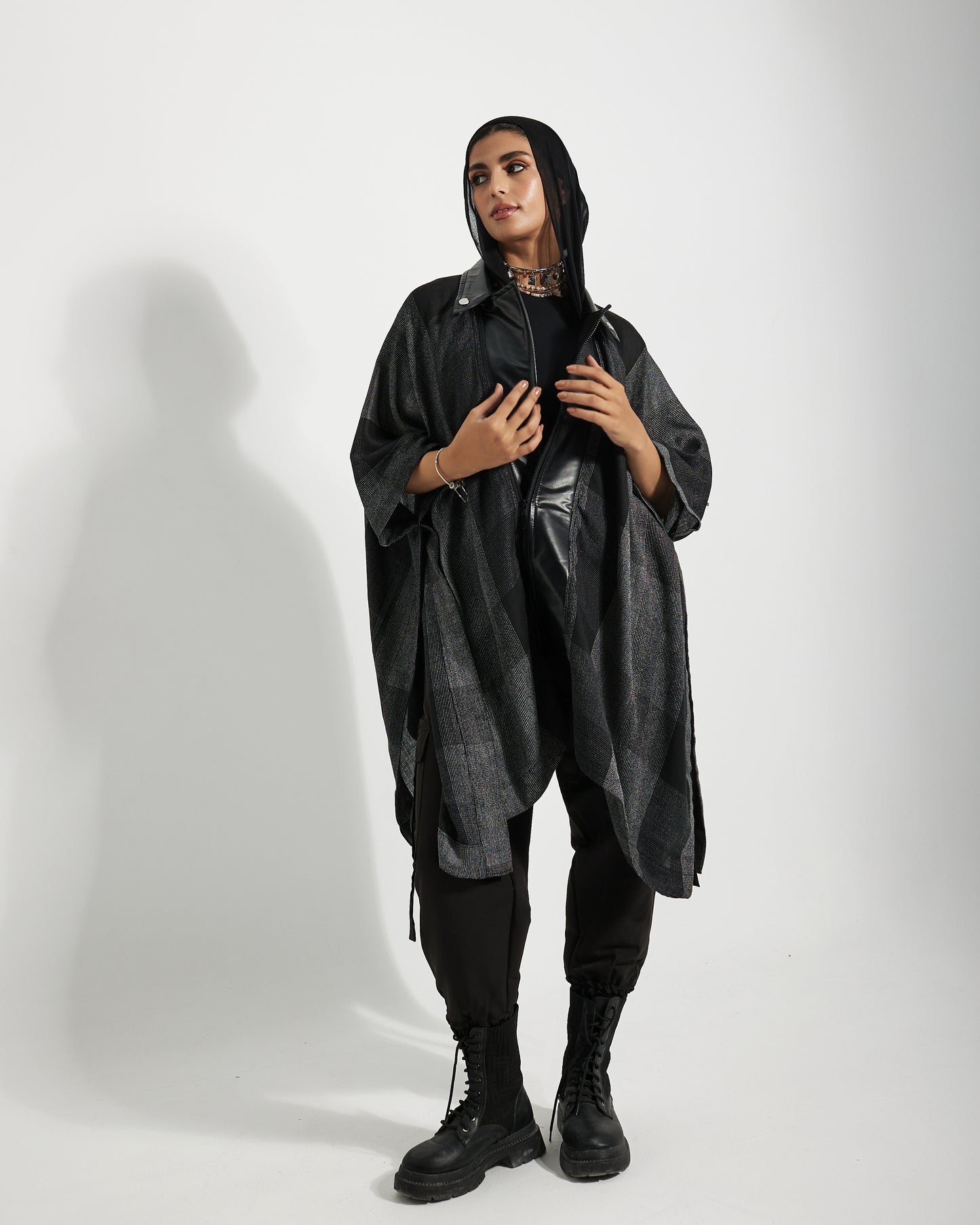 Cape with leather