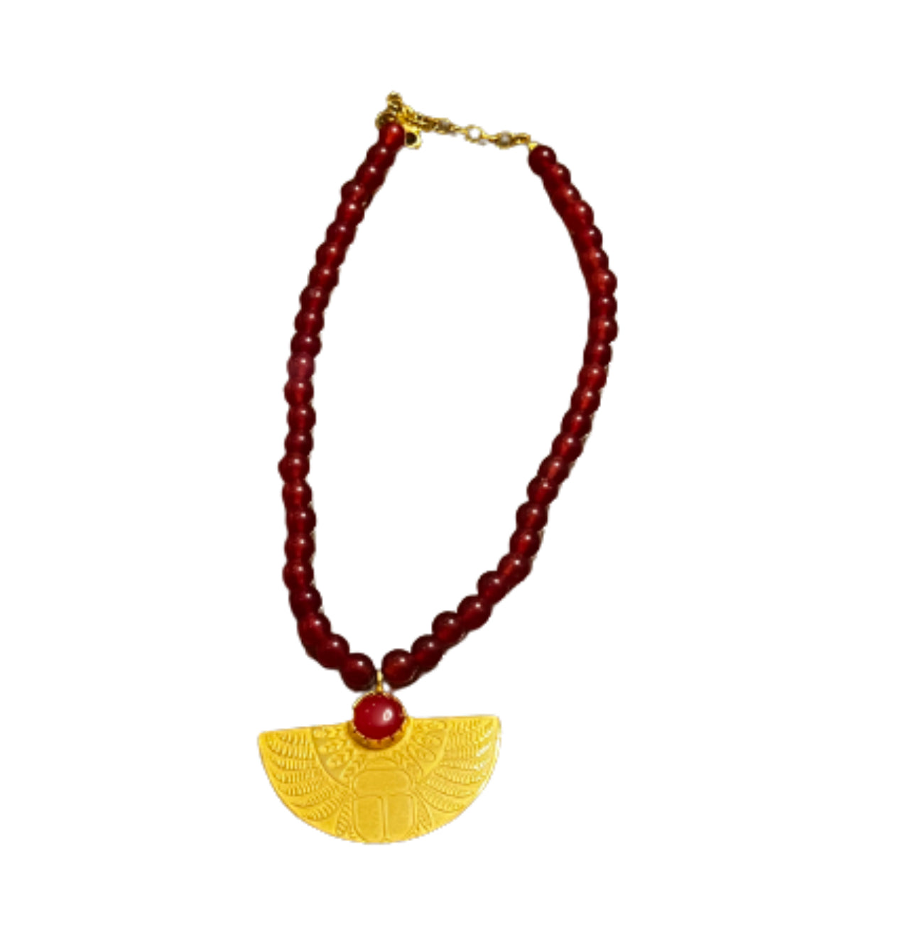 Red jade stone wings of Isis necklace