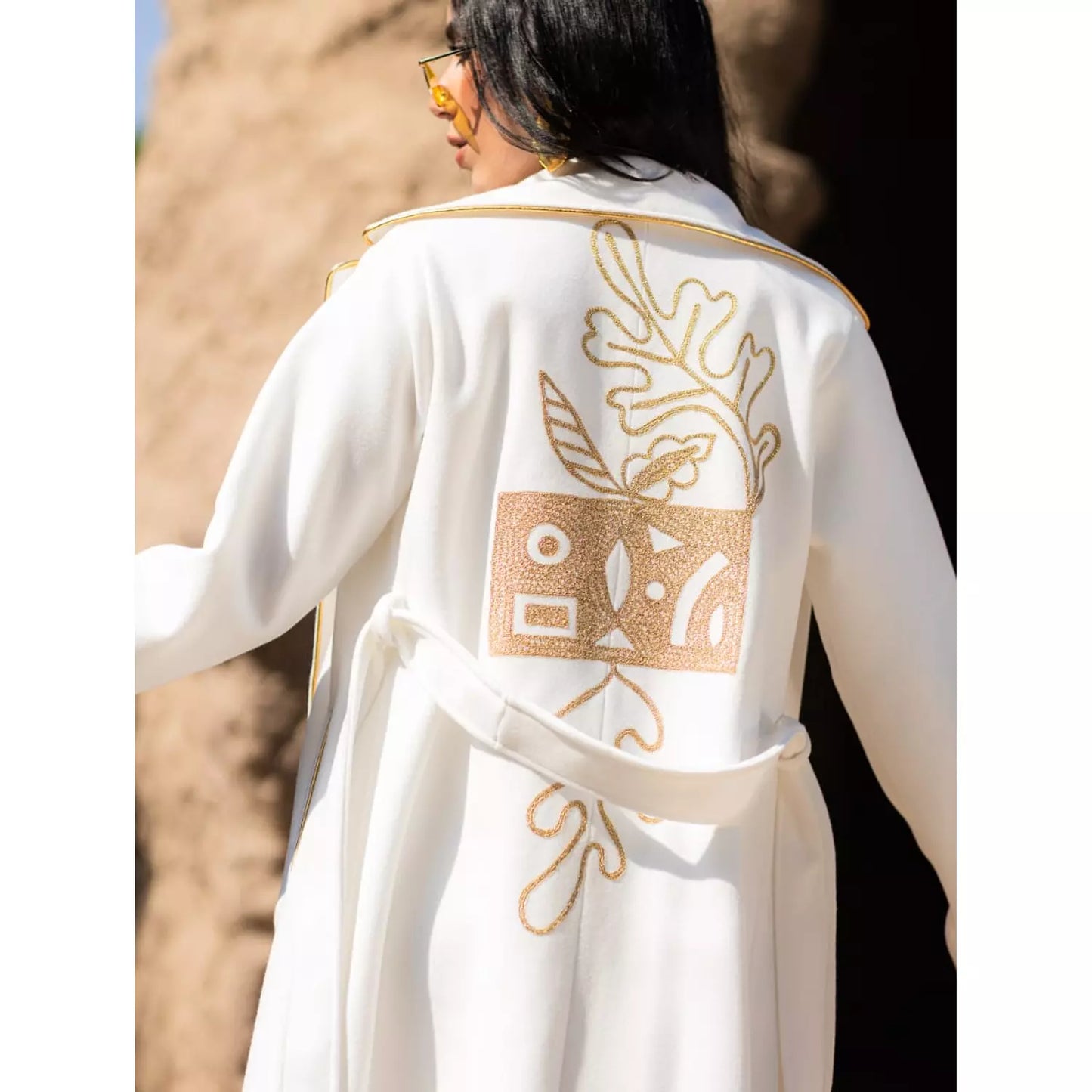 White embroidered coat