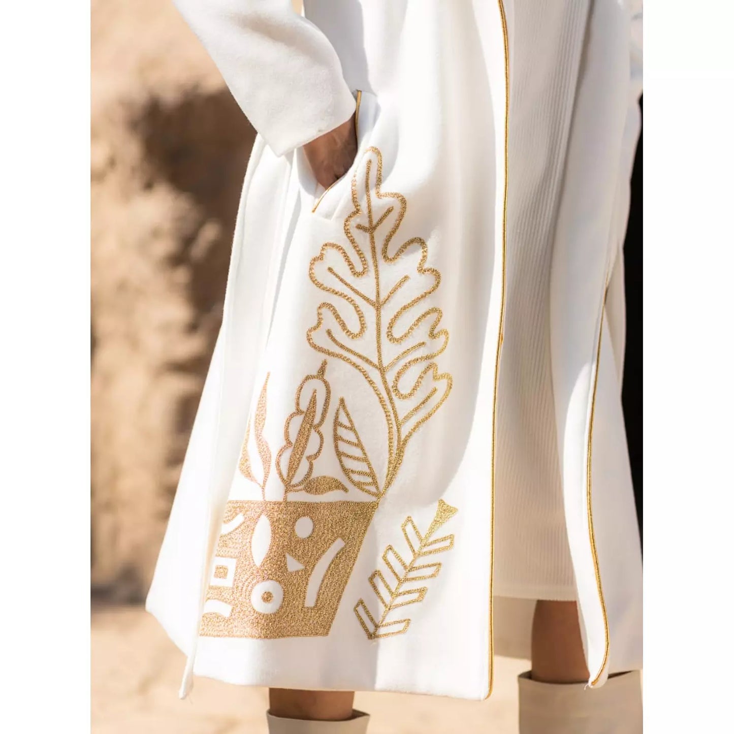 White embroidered coat