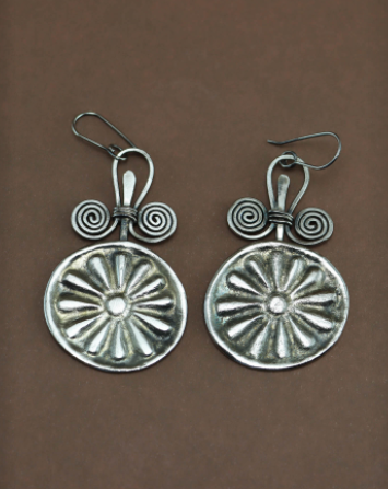 Brass Pharaonic Flower Earrings