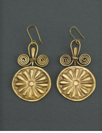 Brass Pharaonic Flower Earrings